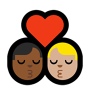 👨🏾‍❤️‍💋‍👨🏼 Emoji sich küssendes Paar - Mann: mitteldunkle Hautfarbe, Mann: mittelhelle Hautfarbe Microsoft Windows 11.