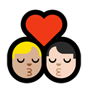 👨🏼‍❤️‍💋‍👨🏻 Emoji sich küssendes Paar - Mann: mittelhelle Hautfarbe, Mann: helle Hautfarbe Microsoft Windows 11.