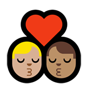 Emoji 👨🏼‍❤️‍💋‍👨🏽 Bacio Tra Coppia - Uomo: Carnagione Abbastanza Chiara, Uomo: Carnagione Olivastra su Microsoft Windows 11.