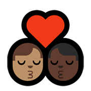 👨🏽‍❤️‍💋‍👨🏿 Emoji sich küssendes Paar - Mann: mittlere Hautfarbe, Mann: dunkle Hautfarbe Microsoft Windows 11.
