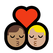 Emoji 👨🏽‍❤️‍💋‍👨🏼 Bacio Tra Coppia - Uomo: Carnagione Olivastra, Uomo: Carnagione Abbastanza Chiara su Microsoft Windows 11.