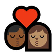 👨🏾‍❤️‍💋‍👩🏽 Emoji sich küssendes Paar - Mann: mitteldunkle Hautfarbe, Frau: mittlere Hautfarbe Microsoft Windows 11.