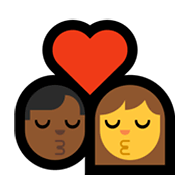 Emoji 👨🏾‍❤️‍💋‍👩 Bacio Tra Coppia - Uomo: Carnagione Abbastanza Scura, Donna su Microsoft Windows 11.