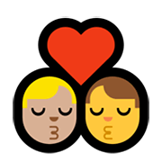 👨🏼‍❤️‍💋‍👨 Emoji sich küssendes Paar - Mann: mittelhelle Hautfarbe, Hombre Microsoft Windows 11.