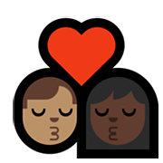 👨🏽‍❤️‍💋‍👩🏿 Emoji sich küssendes Paar - Mann: mittlere Hautfarbe, Frau: dunkle Hautfarbe Microsoft Windows 11.