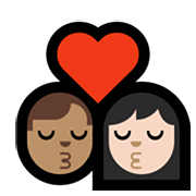 Emoji 👨🏽‍❤️‍💋‍👩🏻 Bacio Tra Coppia - Uomo: Carnagione Olivastra, Donna: Carnagione Chiara su Microsoft Windows 11.
