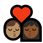 👨🏽‍❤️‍💋‍👩🏾 Emoji sich küssendes Paar - Mann: mittlere Hautfarbe, Frau: mitteldunkle Hautfarbe Microsoft Windows 11.