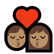 👨🏽‍❤️‍💋‍👩🏽 Emoji sich küssendes Paar - Mann: mittlere Hautfarbe, Frau: mittlere Hautfarbe Microsoft Windows 11.