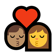 👨🏽‍❤️‍💋‍👩 Emoji Beijo - Homem: Pele Morena, Mulher na Microsoft Windows 11.