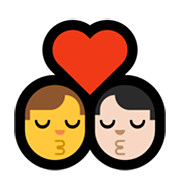 Emoji 👨‍❤️‍💋‍👨🏻 Bacio Tra Coppia - Uomo, Uomo: Carnagione Chiara su Microsoft Windows 11.