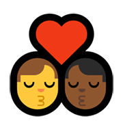 👨‍❤️‍💋‍👨🏾 Emoji sich küssendes Paar - Mann, Mann: mitteldunkle Hautfarbe Microsoft Windows 11.