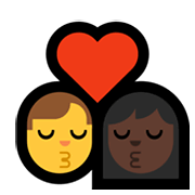 👨‍❤️‍💋‍👩🏿 Emoji sich küssendes Paar - Mann, Frau: dunkle Hautfarbe Microsoft Windows 11.