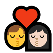 👨‍❤️‍💋‍👩🏻 Emoji Beso - Hombre, Mujer: Tono De Piel Claro en Microsoft Windows 11.