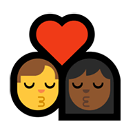 👨‍❤️‍💋‍👩🏾 Emoji sich küssendes Paar Mann, Frau: mitteldunkle Hautfarbe Microsoft Windows 11.