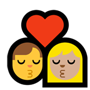 👨‍❤️‍💋‍👩🏼 Emoji Beso - Hombre, Mujer: Tono De Piel Claro Medio en Microsoft Windows 11.