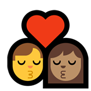 Emoji 👨‍❤️‍💋‍👩🏽 Bacio Tra Coppia - Uomo, Donna: Carnagione Olivastra su Microsoft Windows 11.