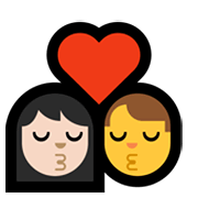 👩🏻‍❤️‍💋‍👨 Emoji sich küssendes Paar - Frau: helle Hautfarbe, Hombre Microsoft Windows 11.