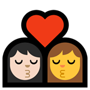 👩🏻‍❤️‍💋‍👩 Emoji sich küssendes Paar - Frau: helle Hautfarbe, Frau Microsoft Windows 11.