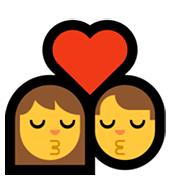 👩‍❤️‍💋‍👨 Emoji sich küssendes Paar: Frau, Mann Microsoft Windows 11.