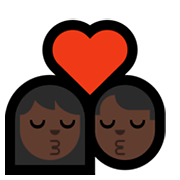 Emoji 👩🏿‍❤️‍💋‍👨🏿 Bacio Tra Coppia - Donna: Carnagione Scura, Uomo: Carnagione Scura su Microsoft Windows 11.