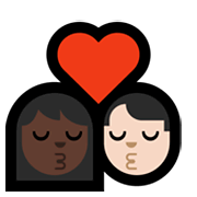 👩🏿‍❤️‍💋‍👨🏻 Emoji sich küssendes Paar - Frau: dunkle Hautfarbe, Mann: helle Hautfarbe Microsoft Windows 11.
