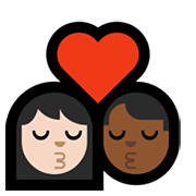 👩🏻‍❤️‍💋‍👨🏾 Emoji sich küssendes Paar - Frau: helle Hautfarbe, Mann: mitteldunkle Hautfarbe Microsoft Windows 11.