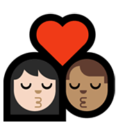 👩🏻‍❤️‍💋‍👨🏽 Emoji sich küssendes Paar - Frau: mittelhelle Hautfarbe, Mann: mittlere Hautfarbe Microsoft Windows 11.