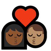 👩🏾‍❤️‍💋‍👨🏽 Emoji sich küssendes Paar - Frau: mittelhelle Hautfarbe, Mann: mittlere Hautfarbe Microsoft Windows 11.
