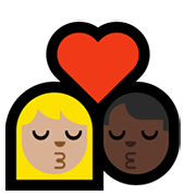 Emoji 👩🏼‍❤️‍💋‍👨🏿 Bacio Tra Coppia - Donna: Carnagione Abbastanza Chiara, Uomo: Carnagione Scura su Microsoft Windows 11.