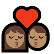 👩🏽‍❤️‍💋‍👨🏽 Emoji sich küssendes Paar - Frau: mittlere Hautfarbe, Mann: mittlere Hautfarbe Microsoft Windows 11.