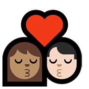 👩🏽‍❤️‍💋‍👨🏻 Emoji sich küssendes Paar - Frau: mittlere Hautfarbe, Mann: helle Hautfarbe Microsoft Windows 11.