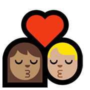 Emoji 👩🏽‍❤️‍💋‍👨🏼 Bacio Tra Coppia - Donna: Carnagione Olivastra, Uomo: Carnagione Abbastanza Chiara su Microsoft Windows 11.