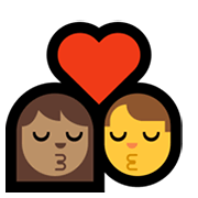 Emoji 👩🏽‍❤️‍💋‍👨 Bacio Tra Coppia - Donna, Uomo: Carnagione Olivastra, Carnagione Abbastanza Chiara su Microsoft Windows 11.