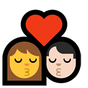 👩‍❤️‍💋‍👨🏻 Emoji sich küssendes Paar - Frau, Mann: helle Hautfarbe Microsoft Windows 11.