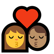 👩‍❤️‍💋‍👨🏽 Emoji sich küssendes Paar - Frau, Mann: mittlere Hautfarbe Microsoft Windows 11.