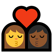 👩‍❤️‍💋‍👩🏾 Emoji sich küssendes Paar - Frau: mitteldunkle Hautfarbe, Frau Microsoft Windows 11.