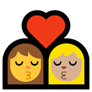 👩‍❤️‍💋‍👩🏼 Emoji Beso - Mujer, Mujer: Tono De Piel Claro Medio en Microsoft Windows 11.