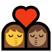 👩‍❤️‍💋‍👩🏽 Emoji sich küssendes Paar - Frau, Frau: mittlere Hautfarbe Microsoft Windows 11.