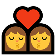👩‍❤️‍💋‍👩 Emoji sich küssendes Paar: Frau, Frau Microsoft Windows 11.