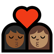 👩🏾‍❤️‍💋‍👩🏽 Emoji sich küssendes Paar - Frau: mitteldunkle Hautfarbe, Frau: mittlere Hautfarbe Microsoft Windows 11.