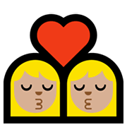 👩🏼‍❤️‍💋‍👩🏼 Emoji sich küssendes Paar - Frau: mittelhelle Hautfarbe, Frau: mittelhelle Hautfarbe Microsoft Windows 11.