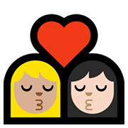 👩🏼‍❤️‍💋‍👩🏻 Emoji sich küssendes Paar - Frau: mittelhelle Hautfarbe, Frau: helle Hautfarbe Microsoft Windows 11.