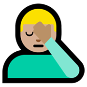 🤦🏼‍♂️ Emoji Hombre Con La Mano En La Frente: Tono De Piel Claro Medio en Microsoft Windows 11.