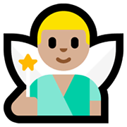 🧚🏼‍♂️ Emoji Hada Hombre: Tono De Piel Claro Medio en Microsoft Windows 11.