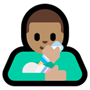 Émoji 👨🏽‍🍼 Homme Allaitant Un Bébé : Peau Légèrement Mate sur Microsoft Windows 11.