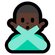 Emoji 🙅🏿‍♂️ Uomo Con Gesto Di Rifiuto: Carnagione Scura su Microsoft Windows 11.