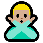 🙅🏼‍♂️ Emoji Homem Fazendo Gesto De «não»: Pele Morena Clara na Microsoft Windows 11.