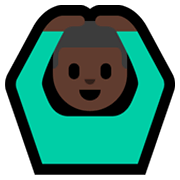 🙆🏿‍♂️ Emoji Mann mit Händen auf dem Kopf: dunkle Hautfarbe Microsoft Windows 11.