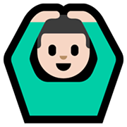 🙆🏻‍♂️ Emoji Mann mit Händen auf dem Kopf: helle Hautfarbe Microsoft Windows 11.
