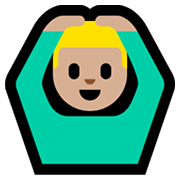 🙆🏼‍♂️ Emoji Hombre Haciendo El Gesto De «de Acuerdo»: Tono De Piel Claro Medio en Microsoft Windows 11.